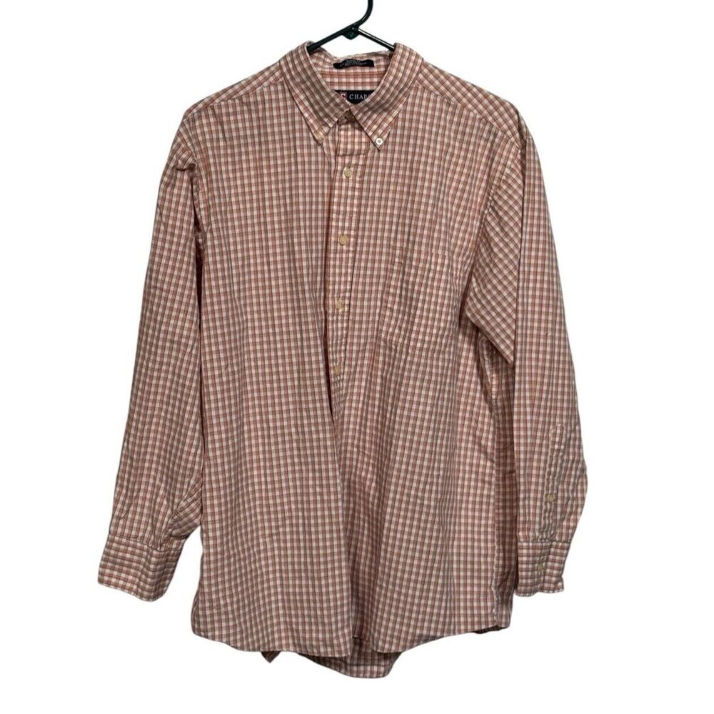 Chaps Classic Fit Orange Button Up 32/33 Shirt 16 - 16.5 Long Sleeve Career Work
